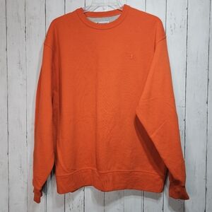 Champion Men's Orange Solid Long Sleeve Embroidered Crewneck Sweatshirt Size XL.